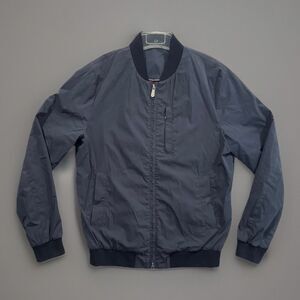 ELEVENTY Bomber Jacket Sz L Blue Full Zip Cotton Blend Coat Made In Italy Milan